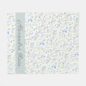 Blauw Paarse Aquarel Wilde Bloem Monogram Naam Fleece Deken (Voorkant (Horizontaal))