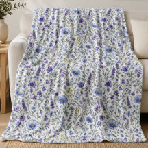 Blauw Paarse Aquarel Wilde Bloem Patroon