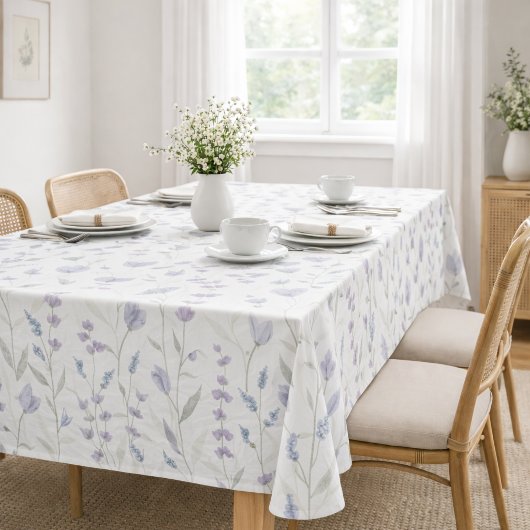 Blauw Paarse Aquarel Wilde Bloem Tafelkleed