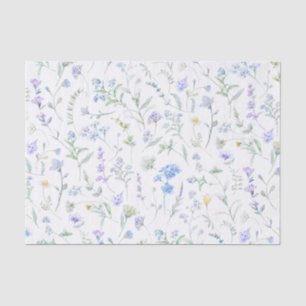 Blauw Paarse Aquarel Wilde Bloem Tissuepapier