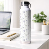 Blauw Paarse Aquarel Wilde Bloem Waterfles