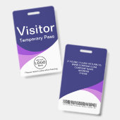 Blauw Paarse Bedrijfsbezoekerspas ID Barcode Badge (Voor- en achterkant)