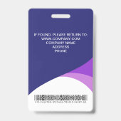 Blauw Paarse Bedrijfsbezoekerspas ID Barcode Badge (Achterkant)