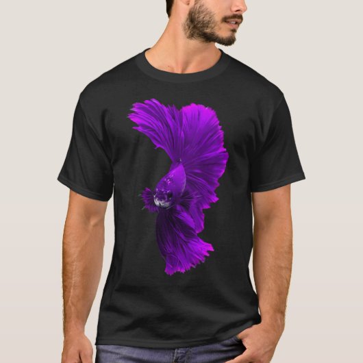 Blauw paarse Beta vis T-shirt (Voorkant)