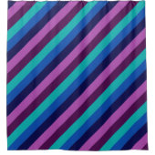 Blauw Paarse Blauwgroen Strepen Douchegordijn (Voorkant)