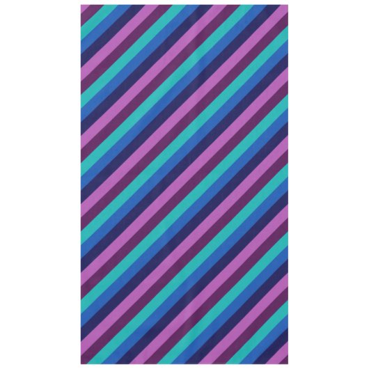 Blauw Paarse Blauwgroen strepen Groot tafelkleed (Voorkant)