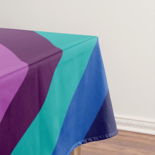 Blauw Paarse Blauwgroen strepen Groot tafelkleed (Voorbeeld)