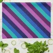 Blauw Paarse Blauwgroen strepen keukenhanddoek (Gevouwen)