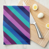 Blauw Paarse Blauwgroen strepen keukenhanddoek (Quarter Fold)