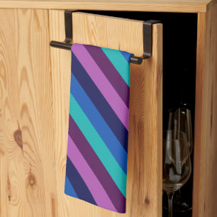 Blauw Paarse Blauwgroen strepen keukenhanddoek