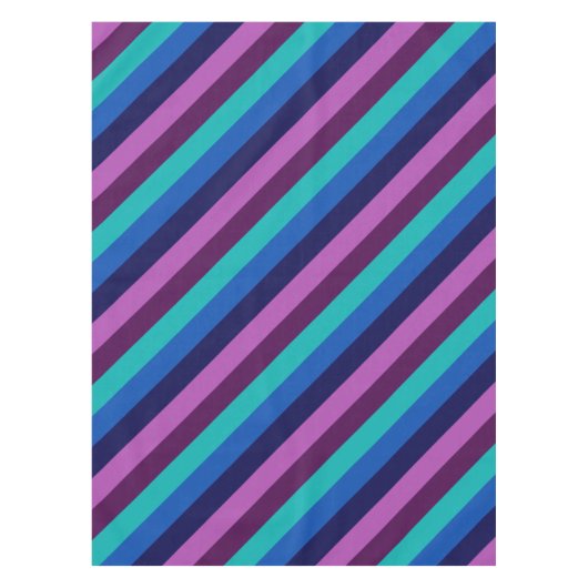 Blauw Paarse Blauwgroen strepen Klein tafelkleed (Voorkant)