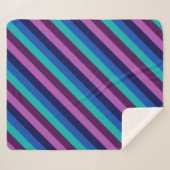 Blauw Paarse Blauwgroen Strepen Medium Sherpa Deke Sherpa Deken (Voorkant (horizontaal))