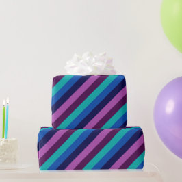 Blauw Paarse Blauwgroen Strepen Verpakkingsdocumen Cadeaupapier