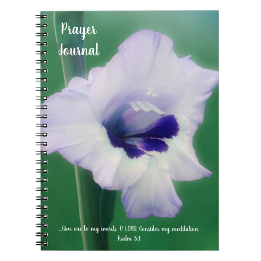 Blauw Paarse Bloem Art Bijbel Verse Journal Notitieboek (Voorkant)