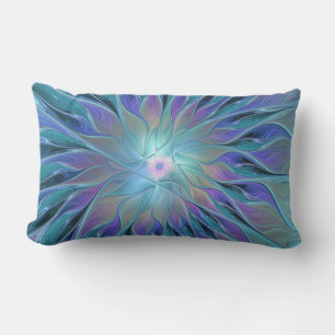 Blauw Paarse Bloem Droom Abstracte Fractale Kunst Buitenkussen