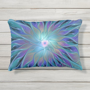 Blauw Paarse Bloem Droom Abstracte Fractale Kunst Buitenkussen