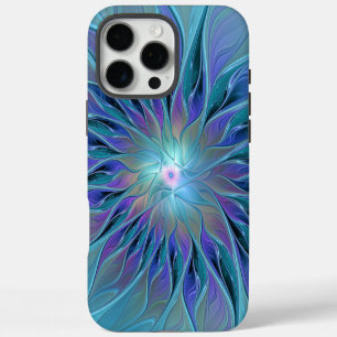 Blauw Paarse Bloem Droom Abstracte Fractale Kunst iPhone 16 Pro Max Hoesje