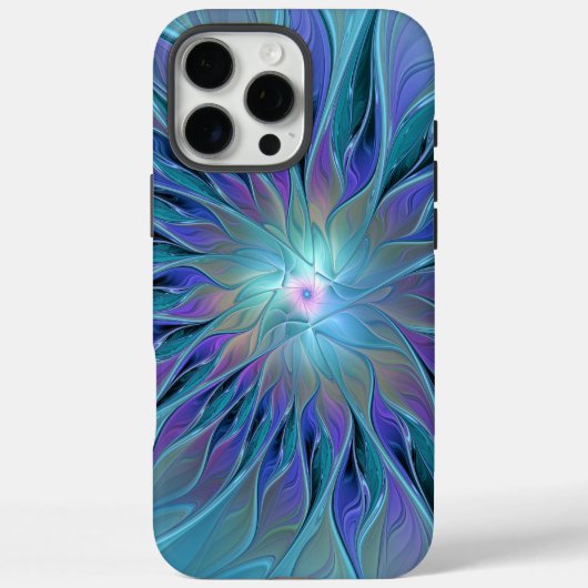 Blauw Paarse Bloem Droom Abstracte Fractale Kunst Case-Mate iPhone Case (Achterkant)