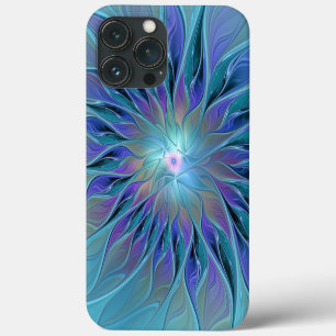 Blauw Paarse Bloem Droom Abstracte Fractale Kunst Case-Mate iPhone Case