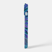Blauw Paarse Bloem Droom Abstracte Fractale Kunst iPhone 15 Case (Linkerkant)