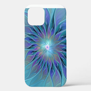 Blauw Paarse Bloem Droom Abstracte Fractale Kunst iPhone 12 Hoesje