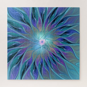 Blauw Paarse Bloem Droom Abstracte Fractale Kunst Legpuzzel