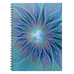 Blauw Paarse Bloem Droom Abstracte Fractale Kunst Notitieboek