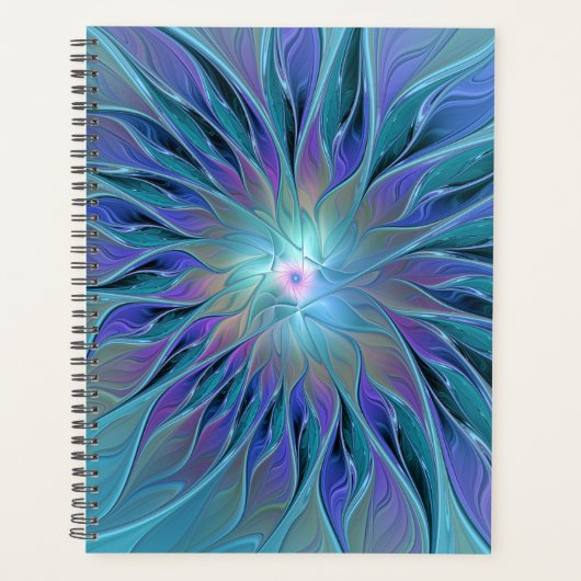 Blauw Paarse Bloem Droom Abstracte Fractale Kunst Planner (Voorkant)