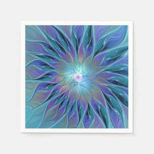 Blauw Paarse Bloem Droom Abstracte Fractale Kunst Servet