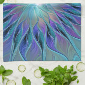 Blauw Paarse Bloem Droom Abstracte Fractale Kunst Theedoek (Gevouwen)