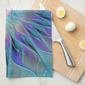 Blauw Paarse Bloem Droom Abstracte Fractale Kunst Theedoek (Quarter Fold)