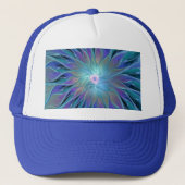 Blauw Paarse Bloem Droom Abstracte Fractale Kunst Trucker Pet (Voorkant)