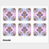 Blauw & Paarse Bloem Harmonie Vierkante Sticker (Vel)