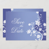 Blauw Paarse Bloem Save the Date (Voorkant / Achterkant)