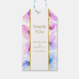 Blauw Paarse bloemengoud Lijst chique bruiloft Cadeaulabel