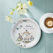 Blauw paarse bloementheekransje vrijgezellenfeest papieren bordje