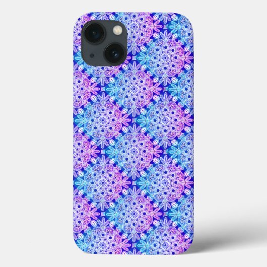 Blauw paarse boho iPhone hoesje (Achterkant)