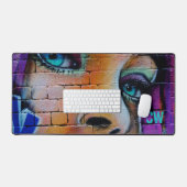 Blauw Paarse Bold Graffiti Meisje Bureaumat (Keyboard & Muis)