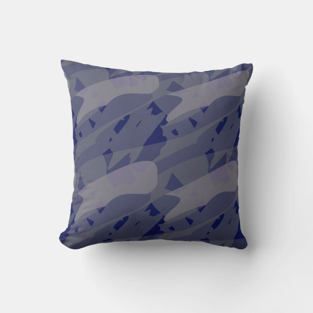 Blauw Paarse camouflage abstract Kussen (Voorkant)
