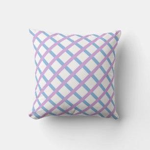 Blauw Paarse Checker Diamond Stripes Patroon Kussen