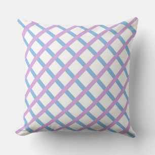 Blauw Paarse Checker Diamond Stripes Patroon Kussen
