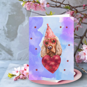 Blauw Paarse Cocker Spaniel Valentijnsdag Cadeau H Kaart