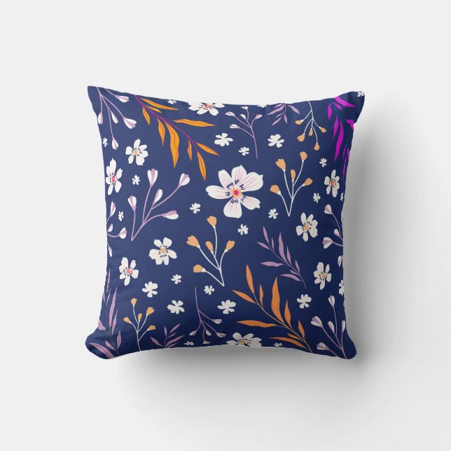 Blauw Paarse Creative Spring Flowers Vierkant kuss Kussen (Voorkant)