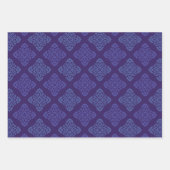 Blauw & Paarse Damask Inpakpapier Vel (Voorkant)