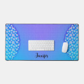 Blauw Paarse Design Jouw naam Desk Mat (Keyboard & Muis)