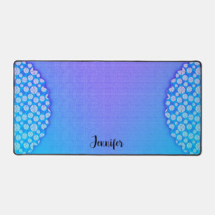 Blauw Paarse Design Jouw naam Desk Mat