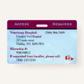 Blauw/Paarse dienst hond ID-kaart Badge (Achterkant)