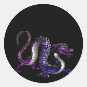 Blauw Paarse Dragon Design 2 :: Fantasy Stickers