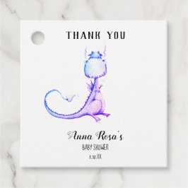 * Blauw Paarse Dragon Schattige Baby shower Dank u Bedankjes Labels