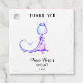 * Blauw Paarse Dragon Schattige Baby shower Dank u Bedankjes Labels (Voorkant)